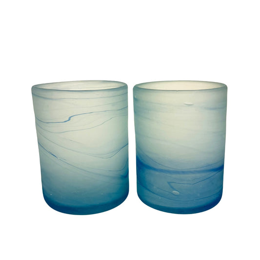 Phoenician Glass Tumblers Set of 2, (4" x 2.5") - Sky Blue
