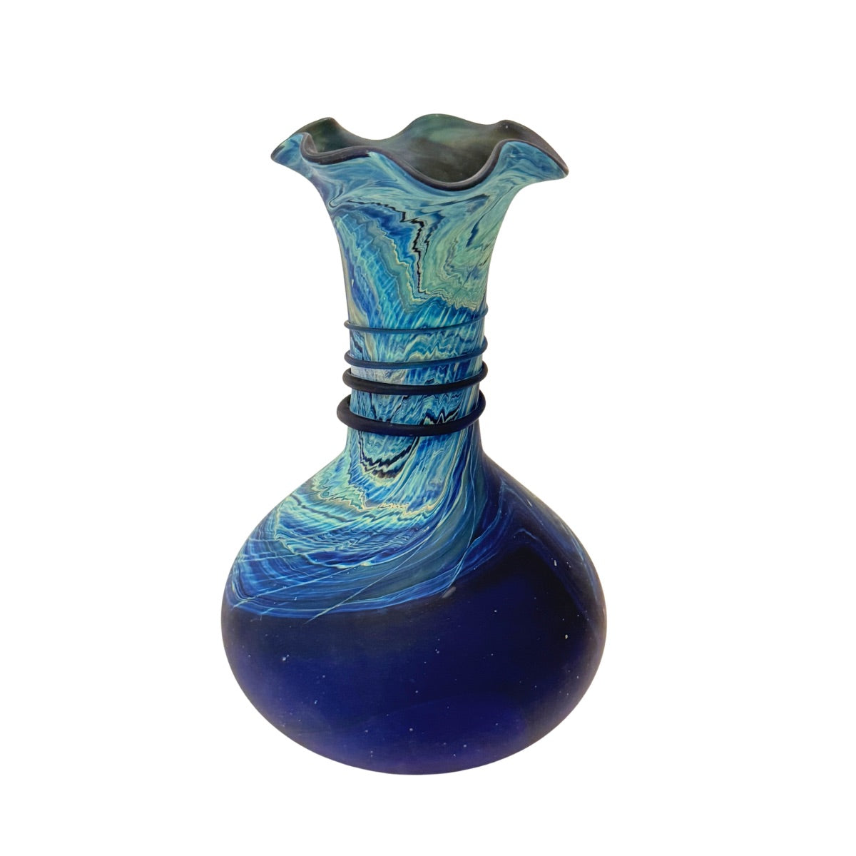 Phoenician Glass Vase - Blue Fluted