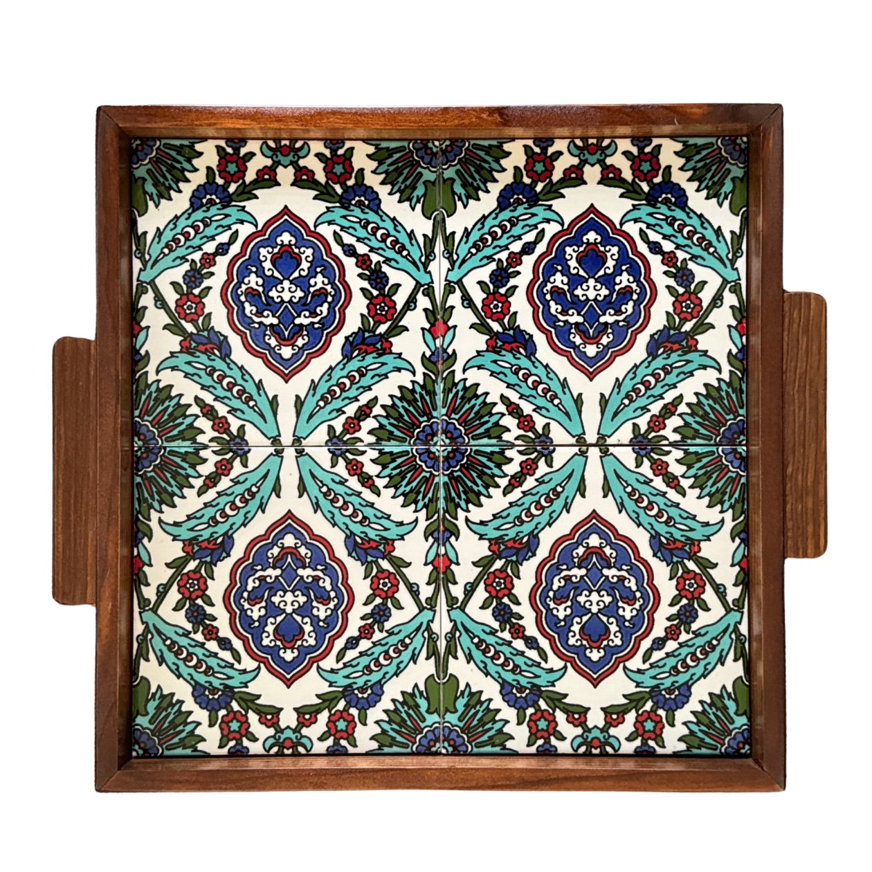 Ceramic and Wood Serving Tray - Ottoman Gardens