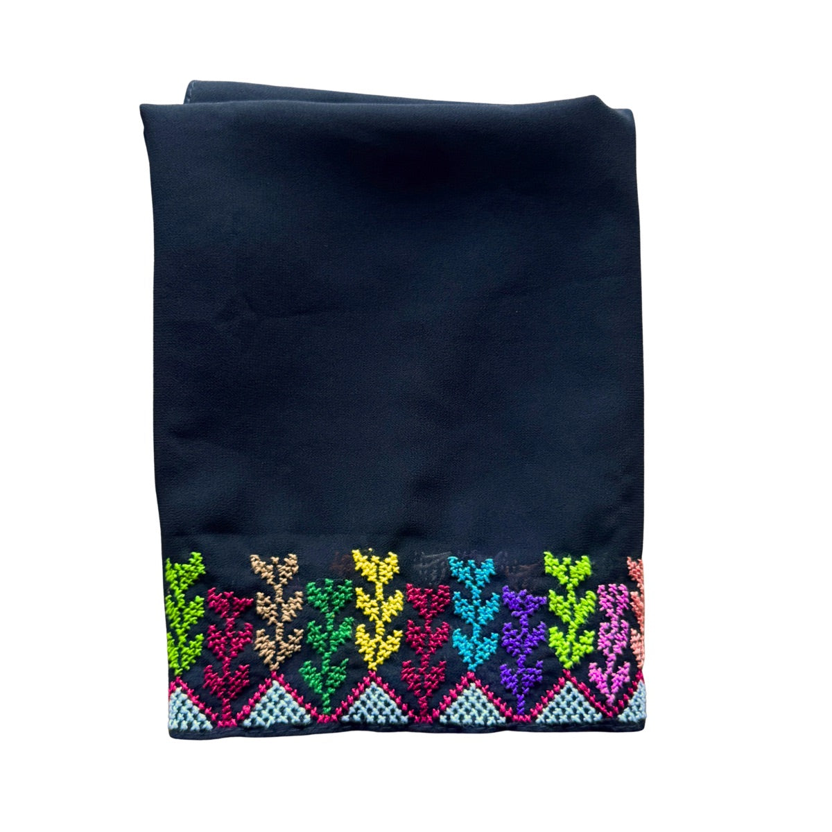 Embroidered Chiffon Scarf - Rainbow