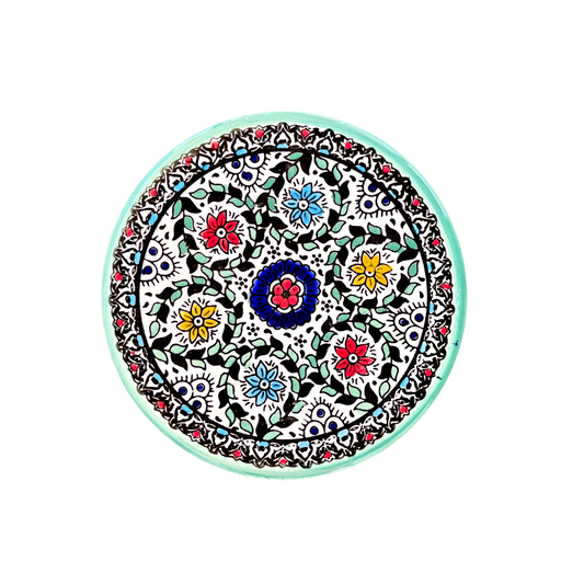 Ceramic Round Plate (6”) - Teal MultiVine
