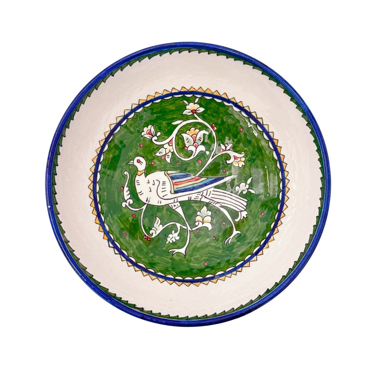 Ceramic Serving Bowl (10”) - Emerald Bird
