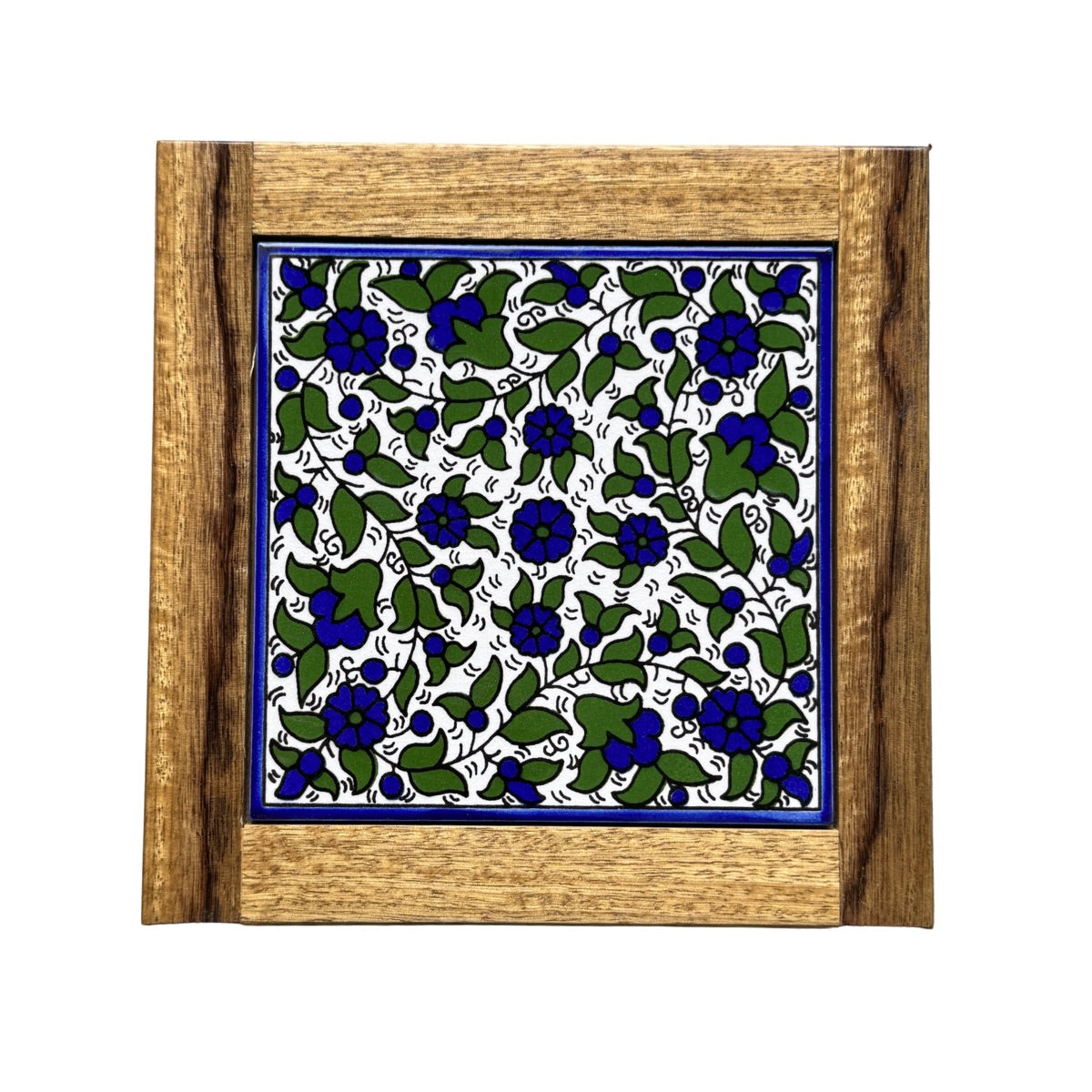 Ceramic and Wood Trivet - Blue & Green