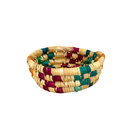 Basket by Women in Salfit (5") -  Magenta, Green Orange
