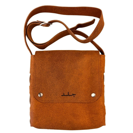 Suede Leather Cross Body (two snap)- Camel Suede
