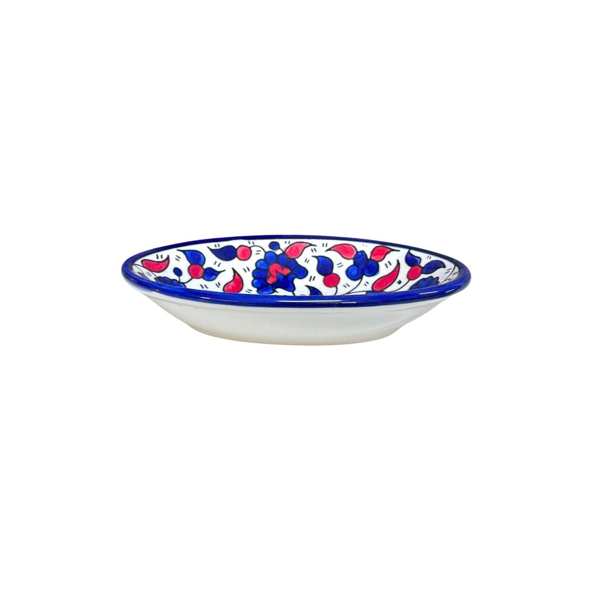 Ceramic Oval Dish (6”) - Red & Blue