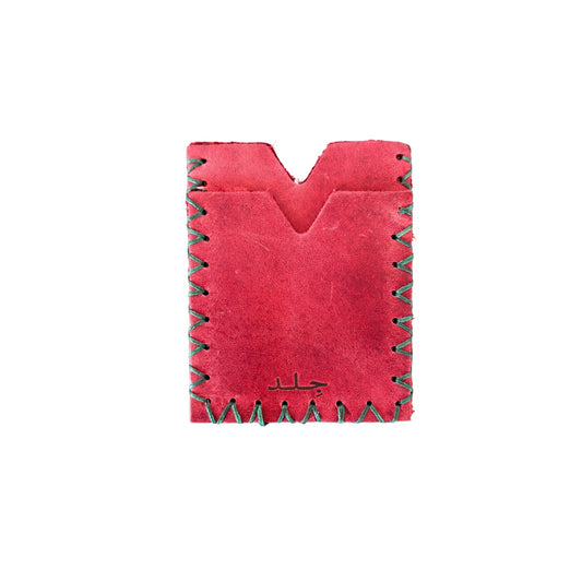 Leather Vertical Card Holder - Watermelon
