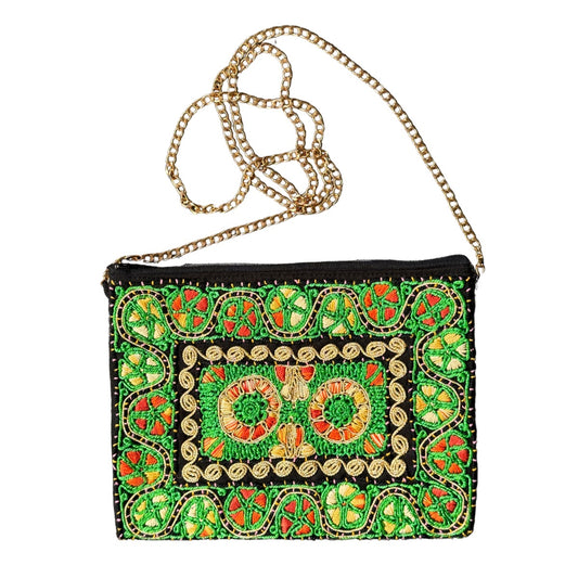 Embroidered Tahriri Evening Purse - Emerald