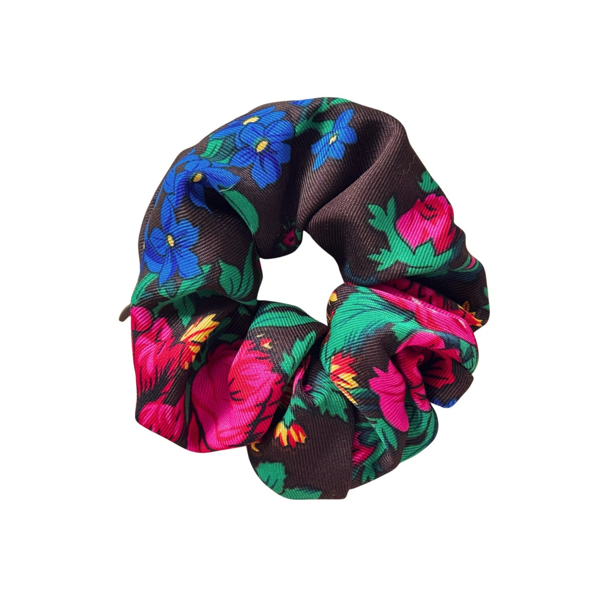 Floral Sitti Scrunchie - Dark Brown