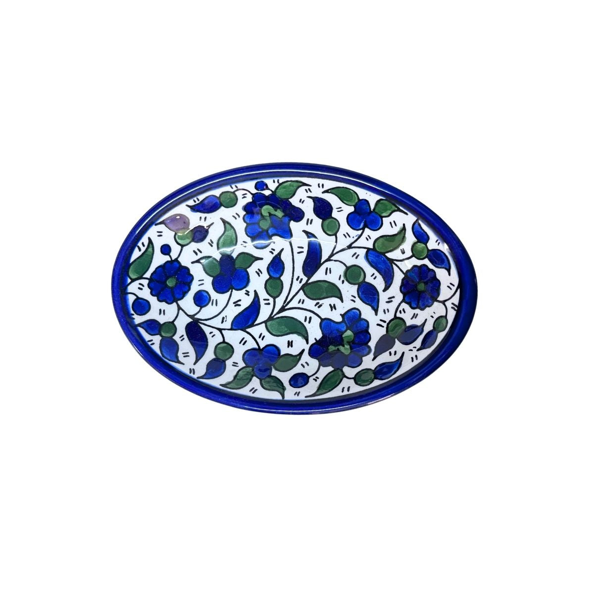 Ceramic Oval Dish (6”) - Green & Blue