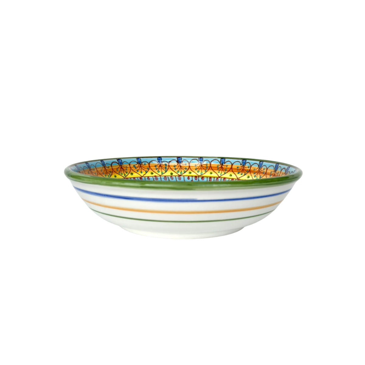 Ceramic Hand Painted Bowl (8") - Blue Stripe