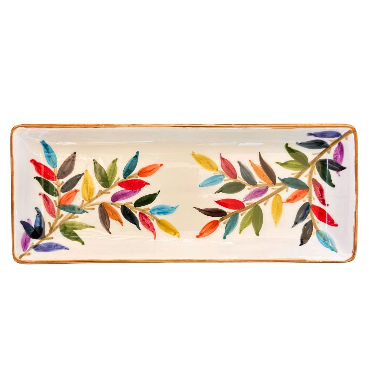 Ceramic Serving Platter (13") - Leaves