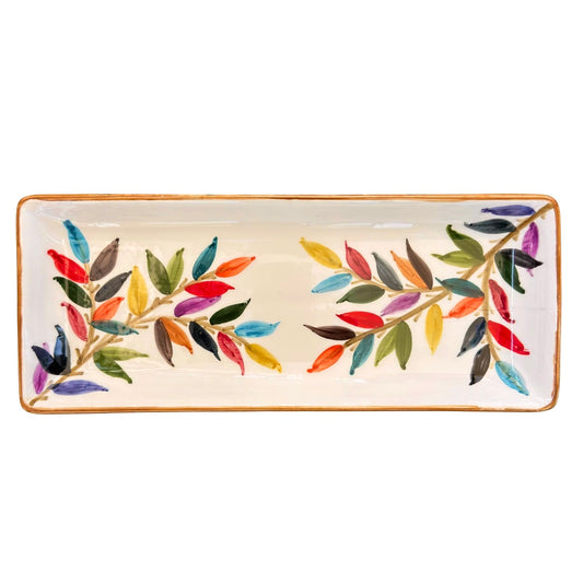 Ceramic Serving Platter (13") - Leaves