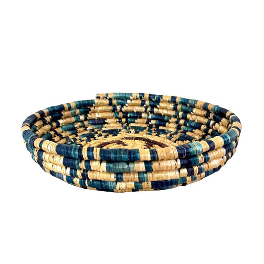 Basket by Women in Salfit (15") - Green Pinwheel