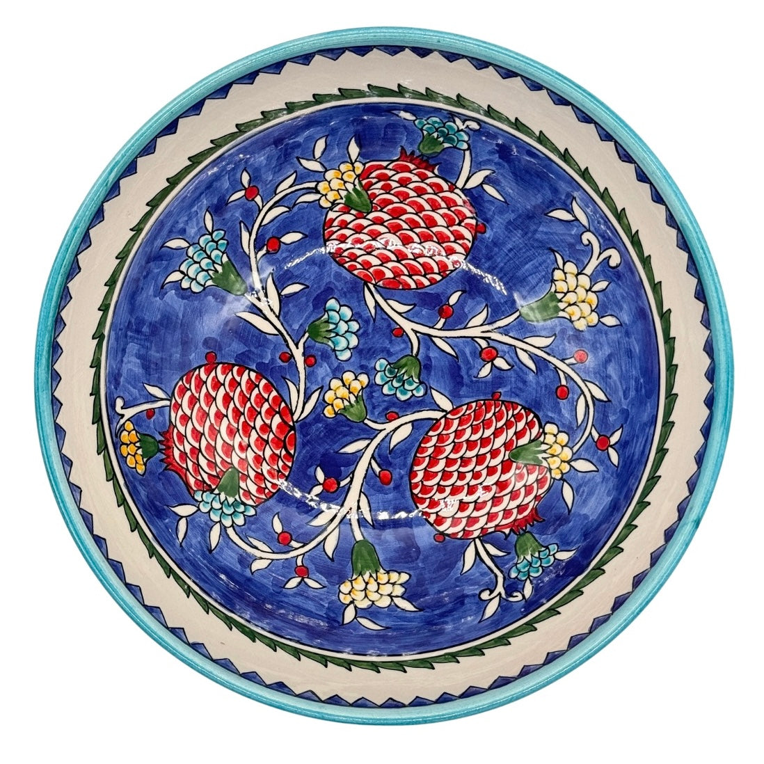 Ceramic Serving Bowl (10”) - Blue w/Pomegranates