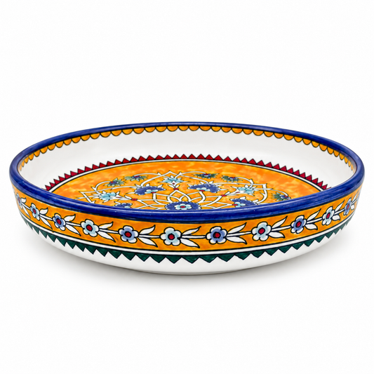 Ceramic Shallow Serving Bowl (11”) - Geo Floral