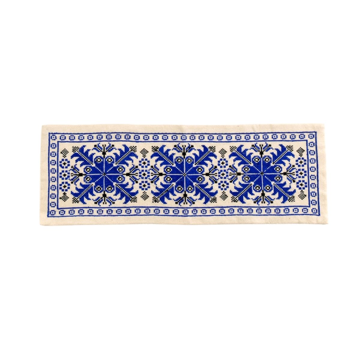 Embroidered Scissors Table Runner - Blue