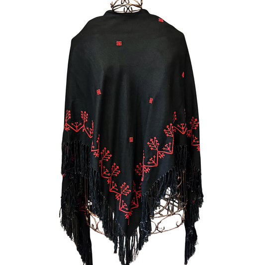 Embroidered Triangle Shawl