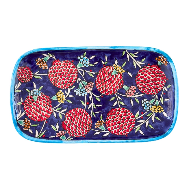Ceramic Rectangular Serving Plate (13") - Pomegranates