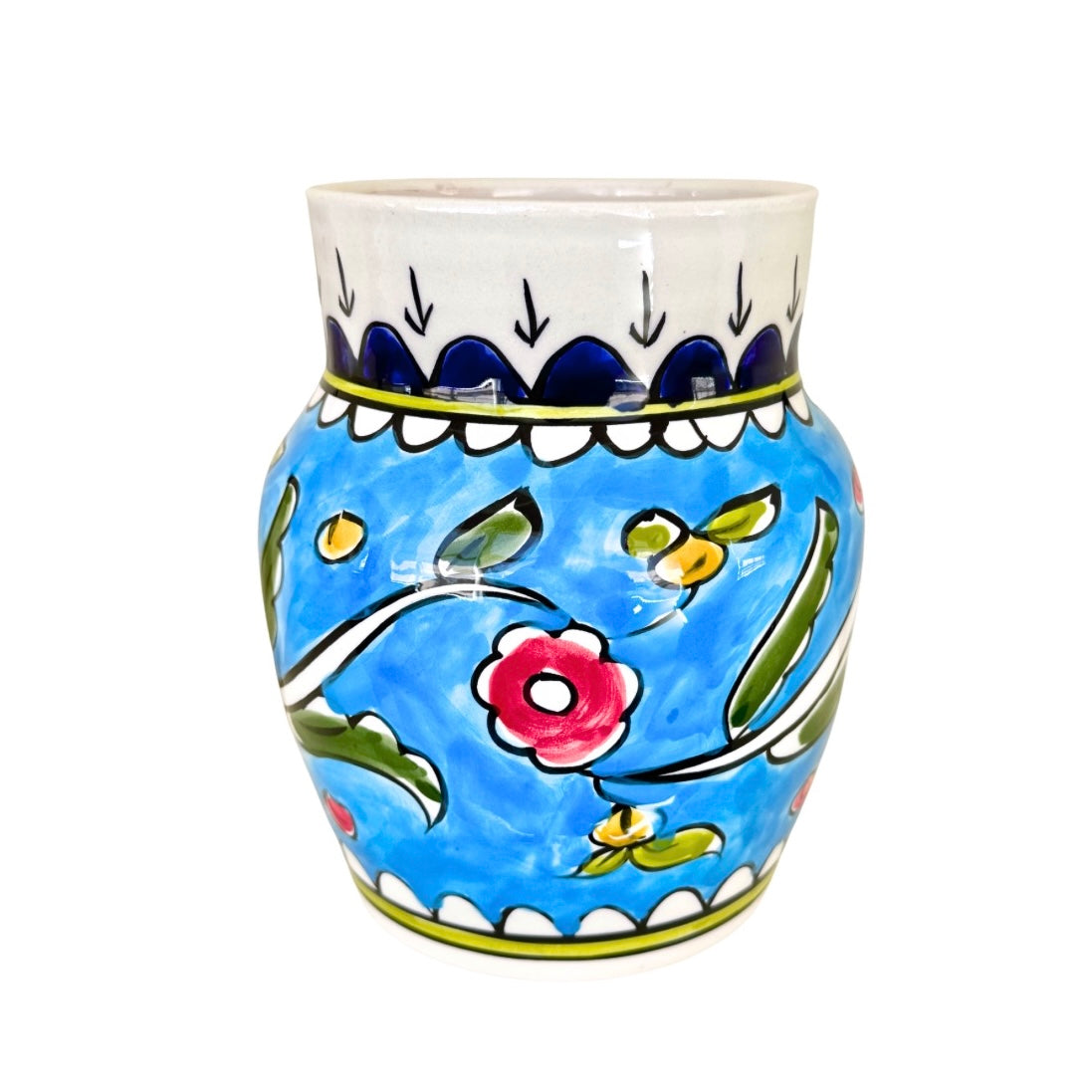 Ceramic Flower Pot  (8") - Blue Poppy
