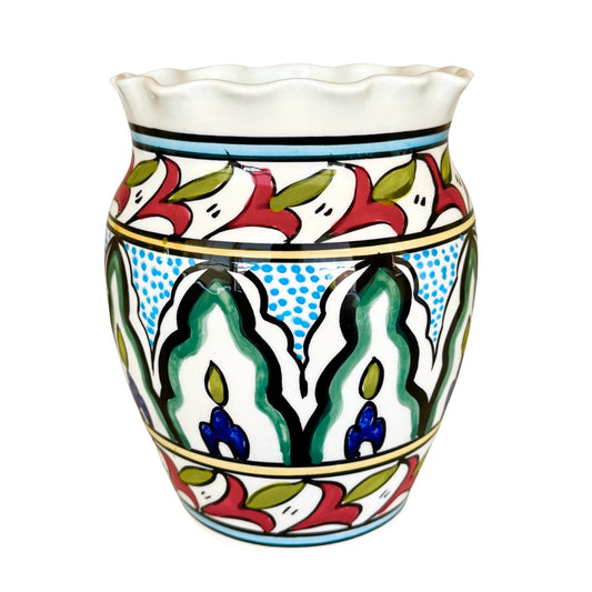 Ceramic Flower Pot  (8") - Fluted Arabesque
