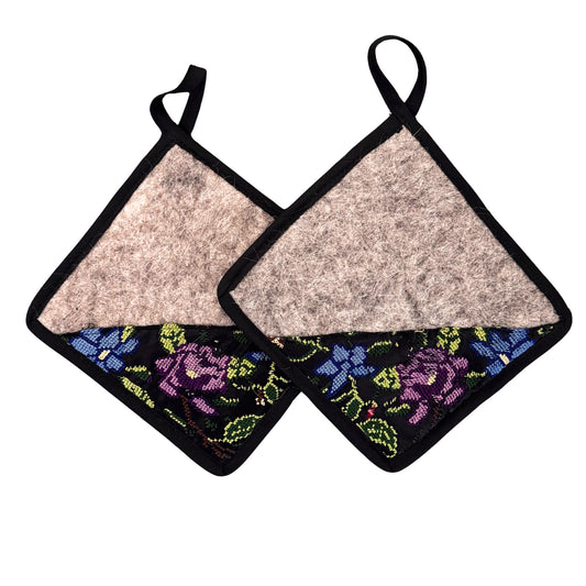 Embroidered Felt Pot Holders (Set of Two)