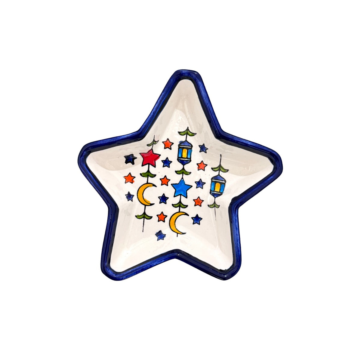 Ceramic Star DIsh (5") - Crescent Moon and Stars