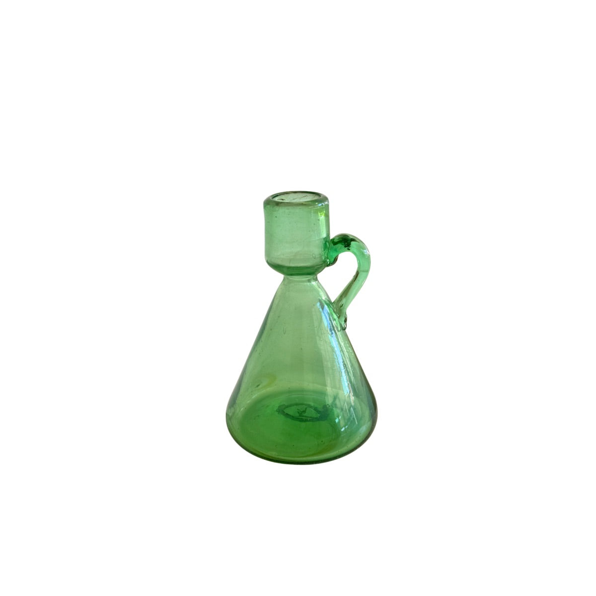 Hebron Glass Vase/Pitcher (6”) - Emerald W/Handle