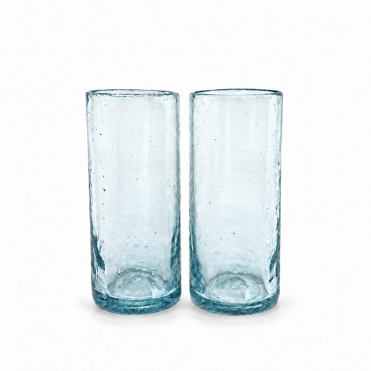Glass Tumblers (6”), Set of 2 - Cerulean