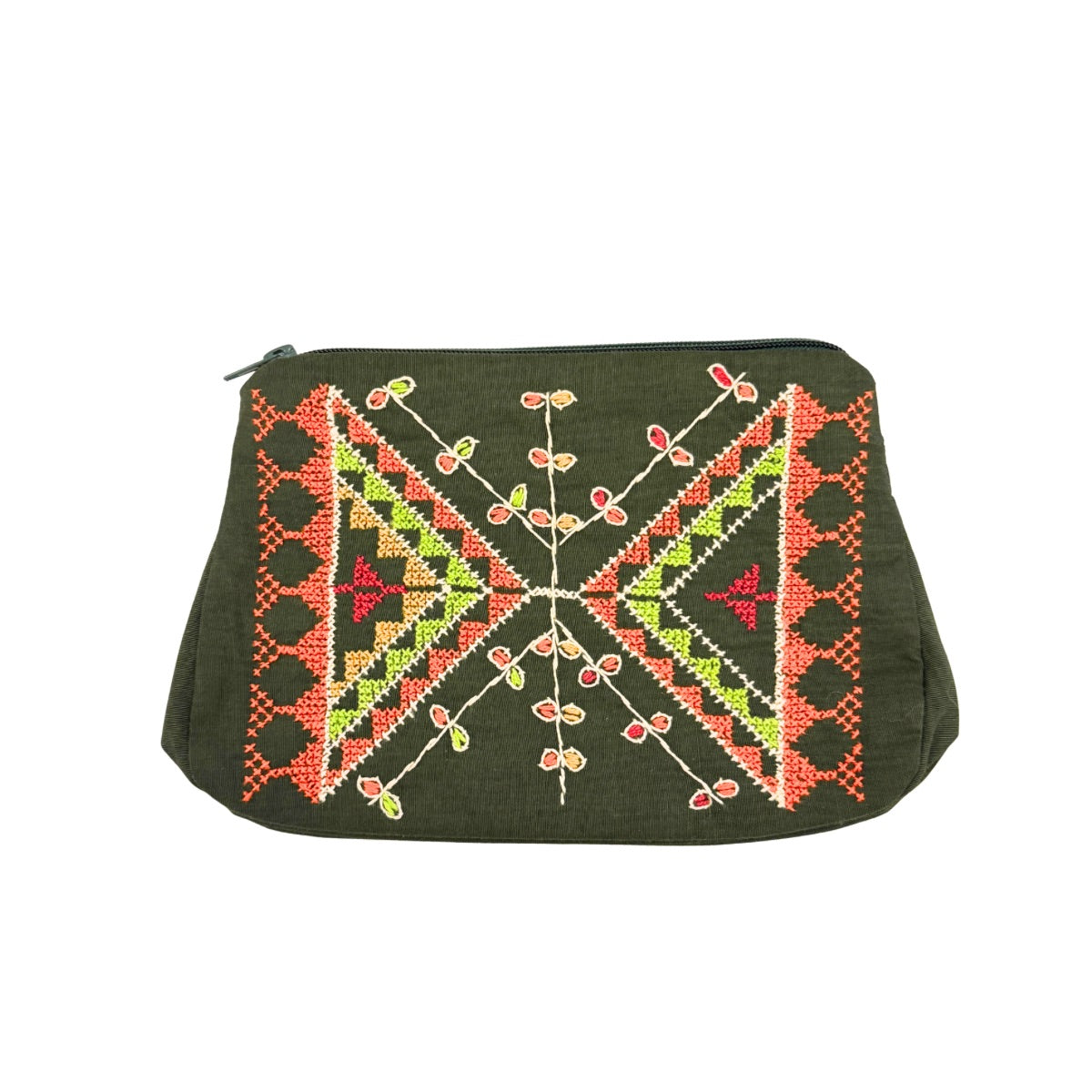 Embroidered Bashmir Purse - Olive