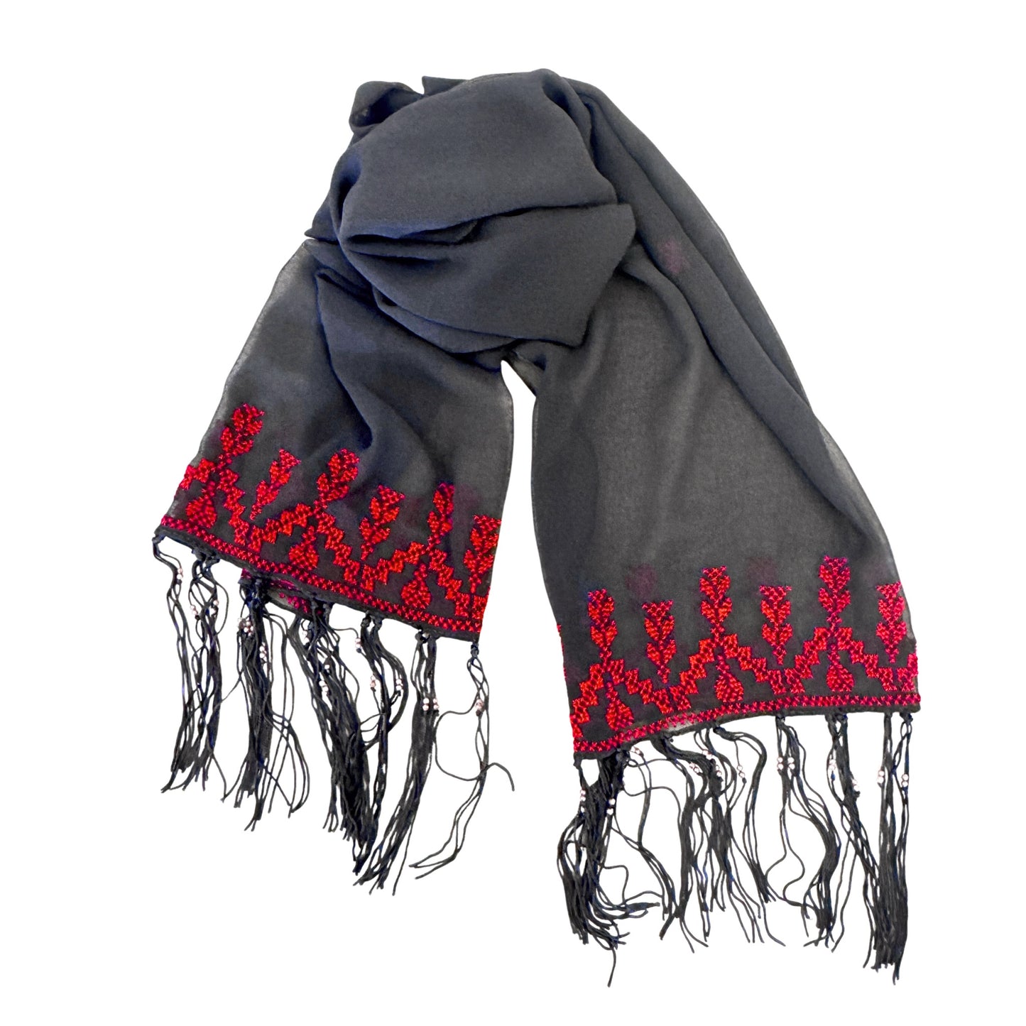 Embroidered Chiffon Scarf