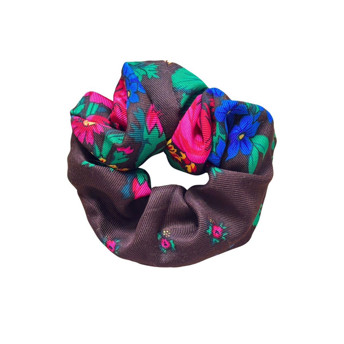 Floral Sitti Scrunchie - Dark Brown