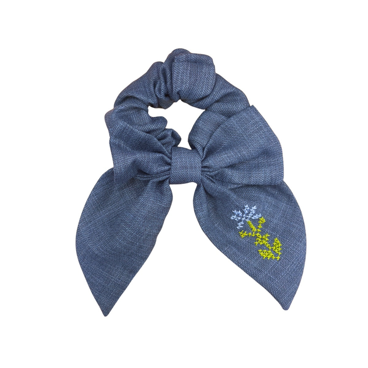 Tatreez Bow Scrunchie - Blue/Rose