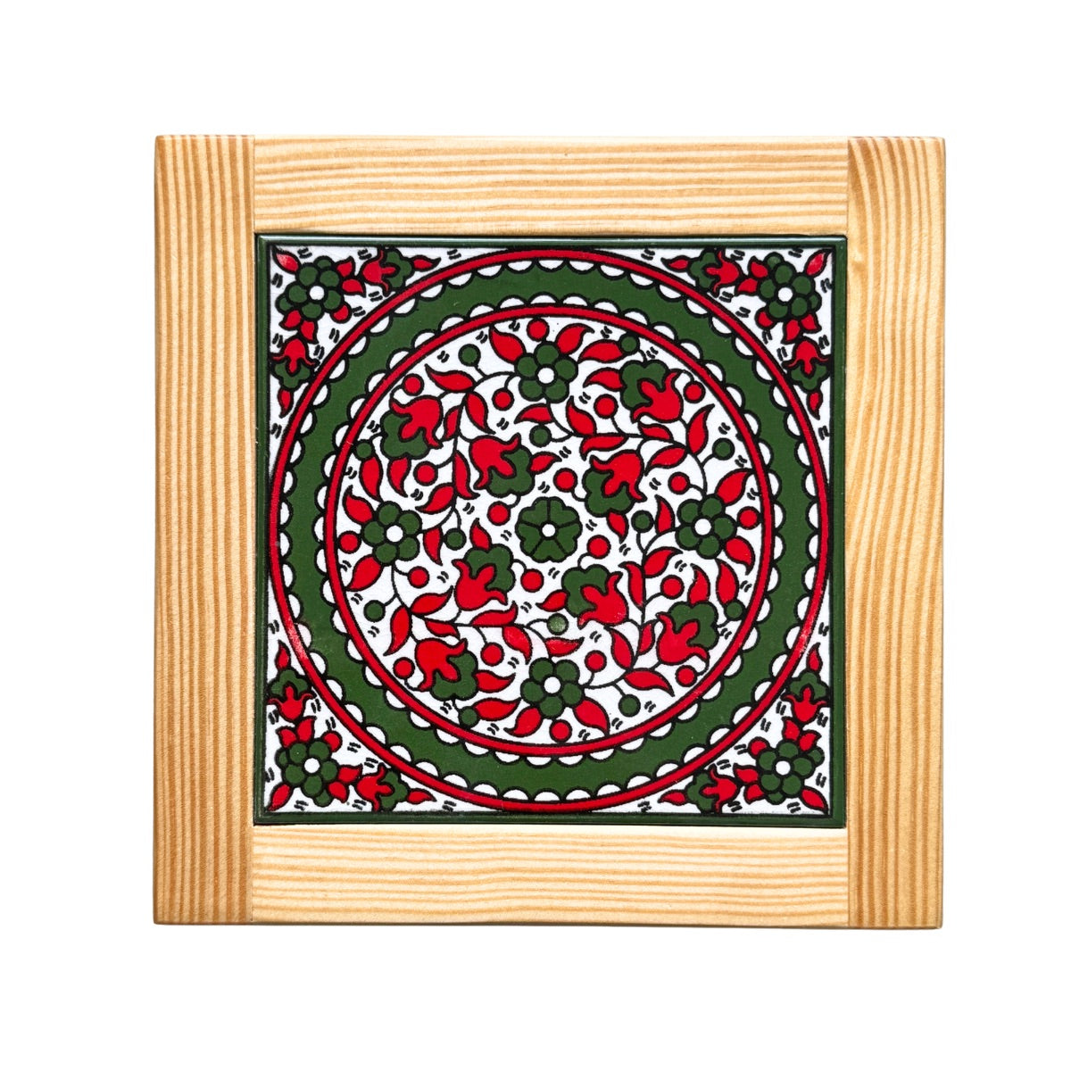 Ceramic and Wood Trivet - Red & Green – Shop Palestine