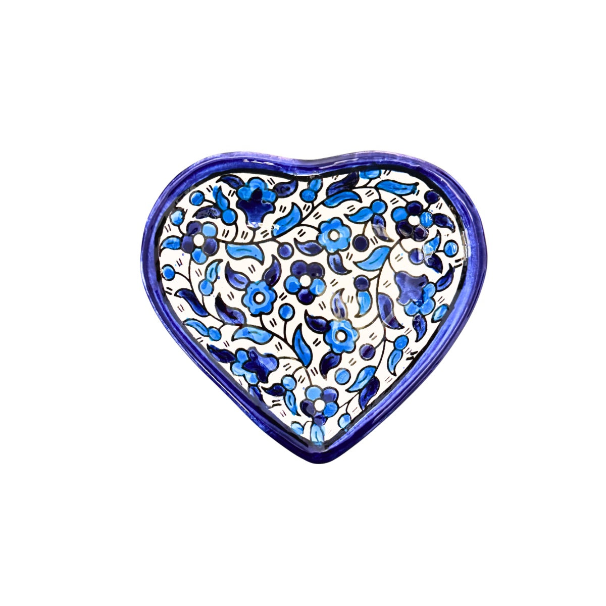 Ceramic Heart Dish (5") - Dual Blue