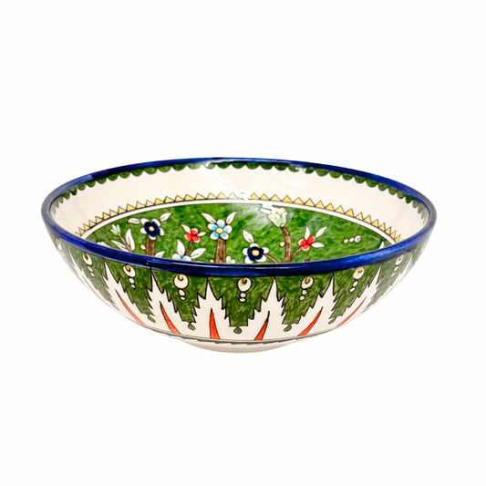Ceramic Serving Bowl (10”) - Birds, Green