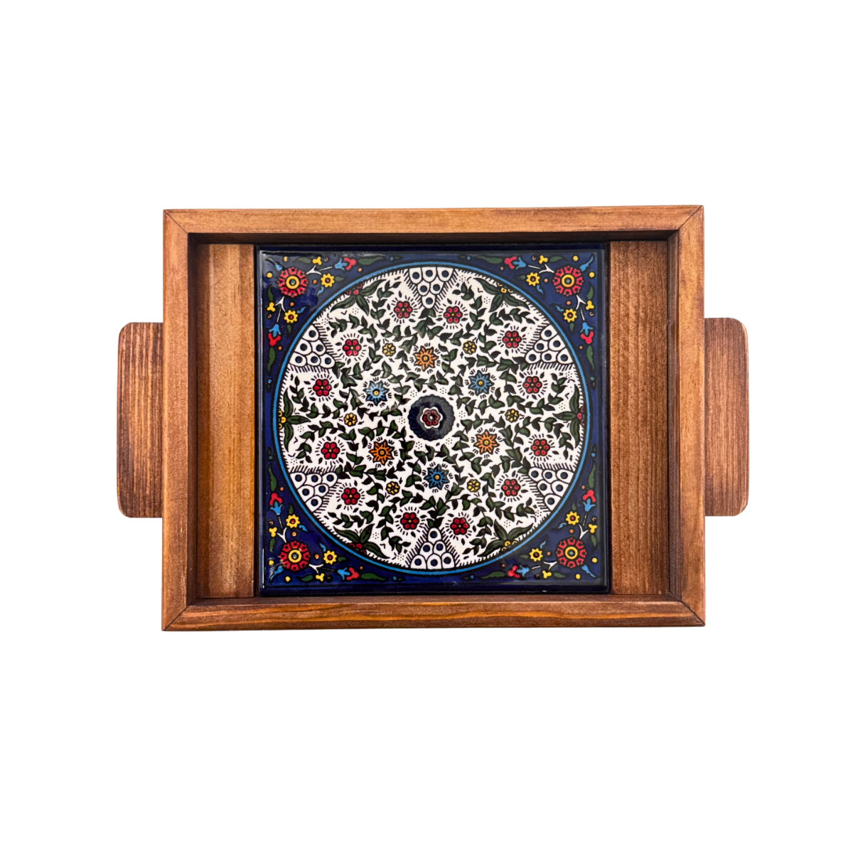 Ceramic & Wood Tray (1 Tile, Dark) - MultiVine