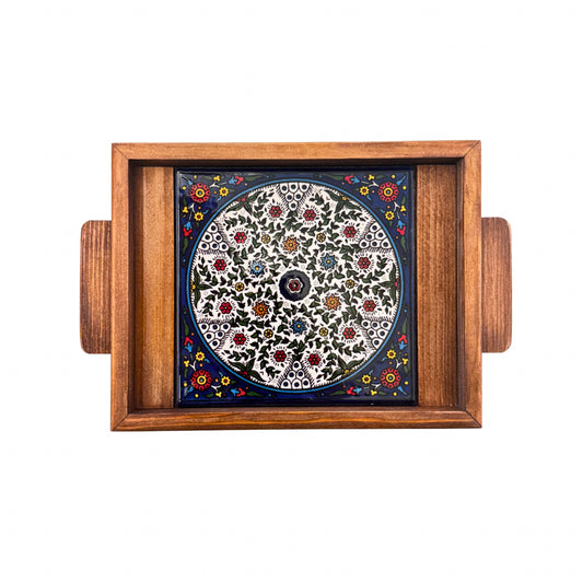 Ceramic & Wood Tray (1 Tile, Dark) - MultiVine