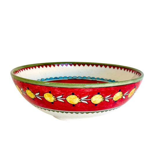 Ceramic Serving Bowl (10”) - Peacock, Red