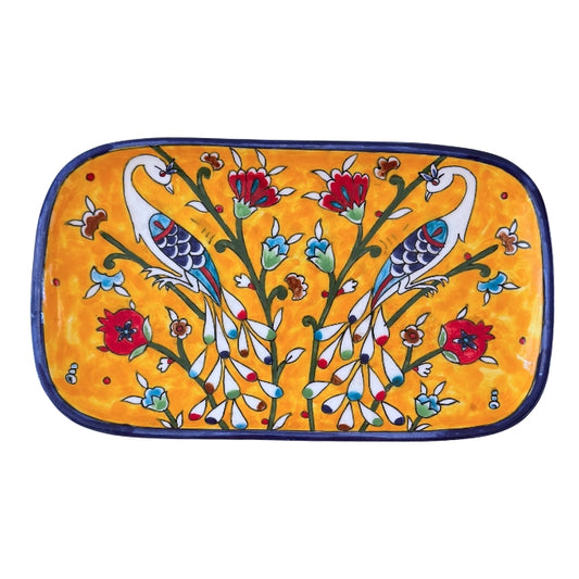 Ceramic Rectangular Plate (13”) - Peacocks