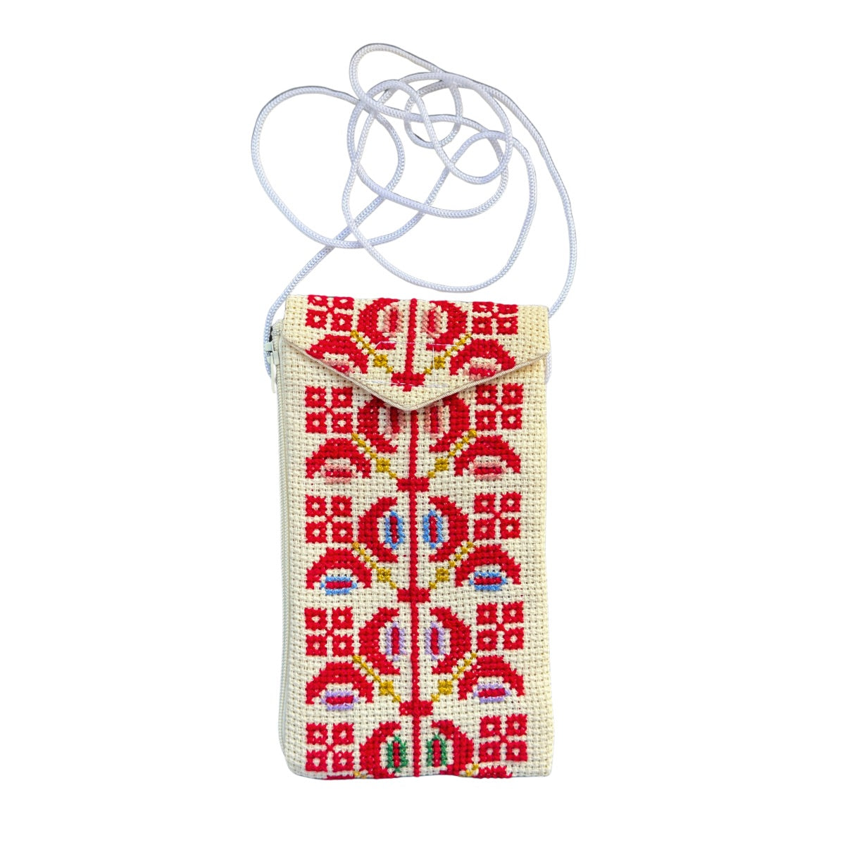 Embroidered Phone Purse - White