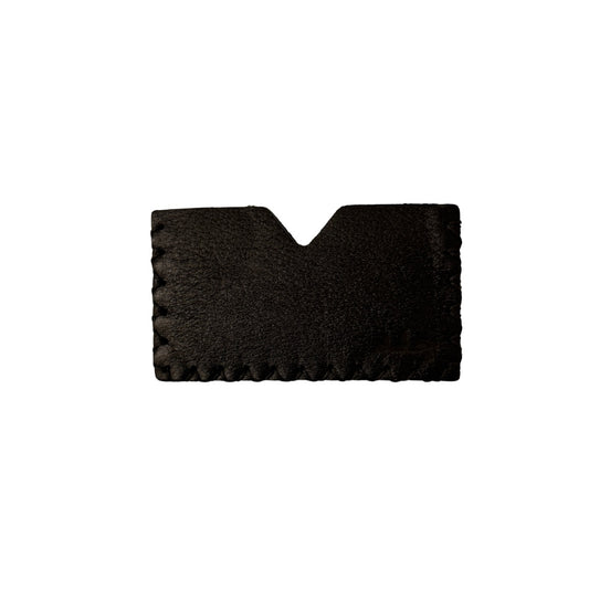 Leather Single Card Wallet - Black