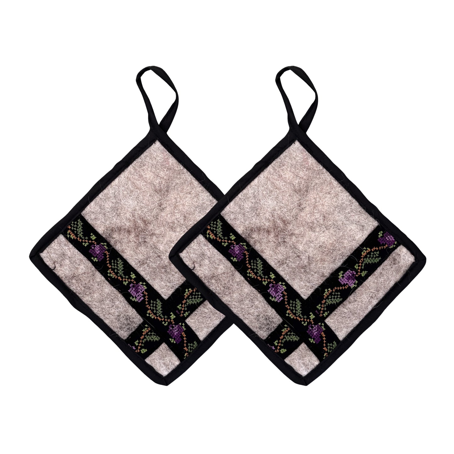 Embroidered Felt Pot Holders (Set of Two)