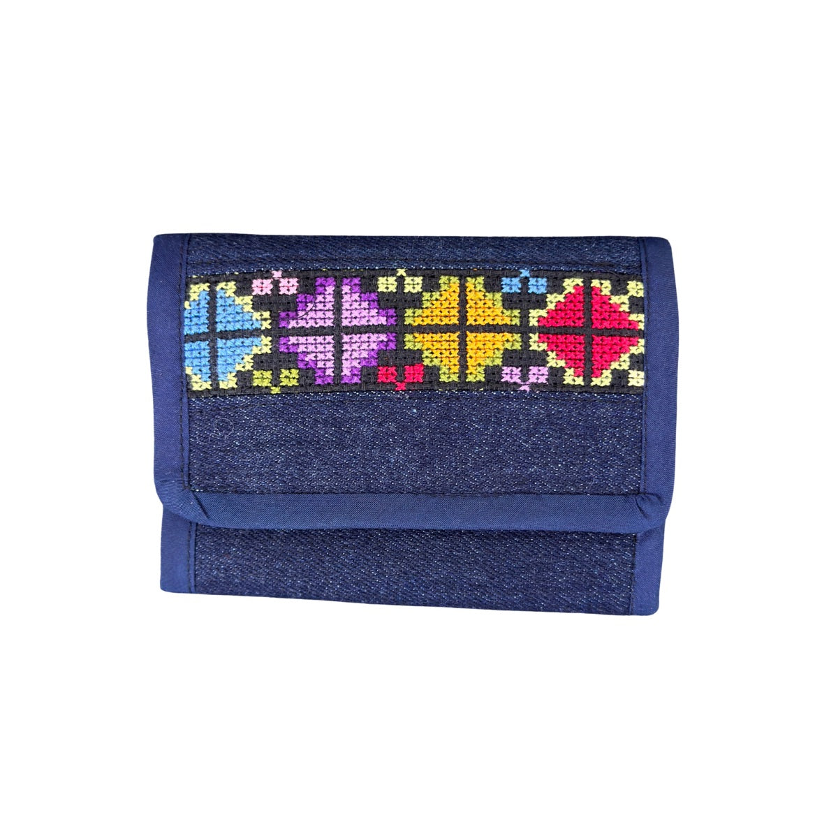 Embroidered Denim Wallet