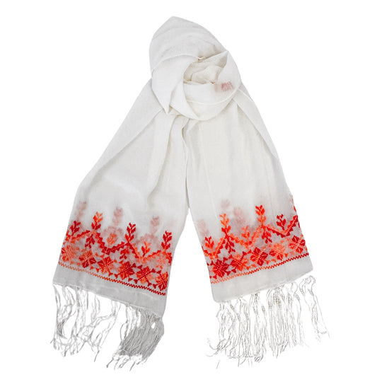 Embroidered Chiffon Scarf