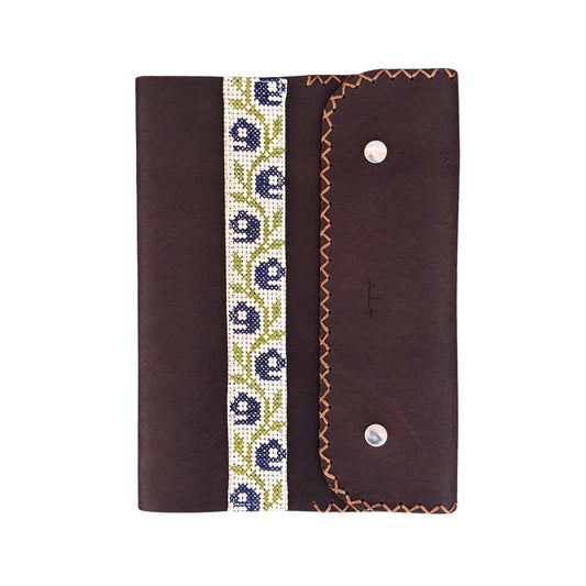 Leather Journal w/Embroidery - Brown Floral
