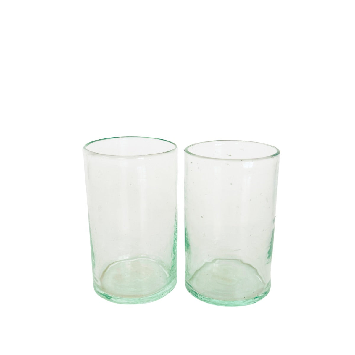 Glass Tumblers (3”), Set of Two - Sea Glass Green Tint