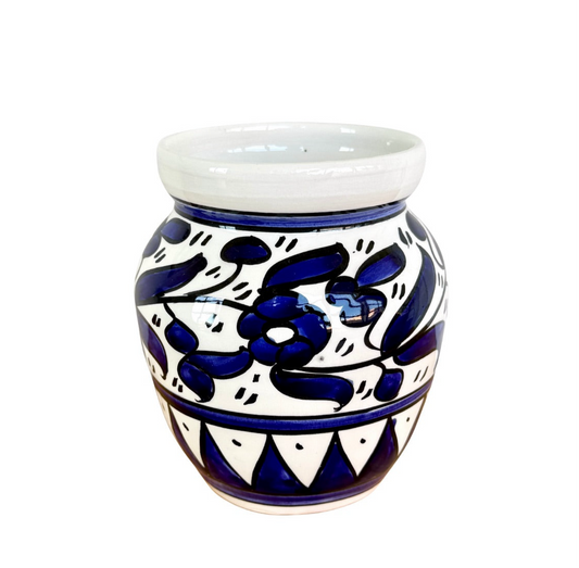 Ceramic Flower Pot (6") - Classic Blue