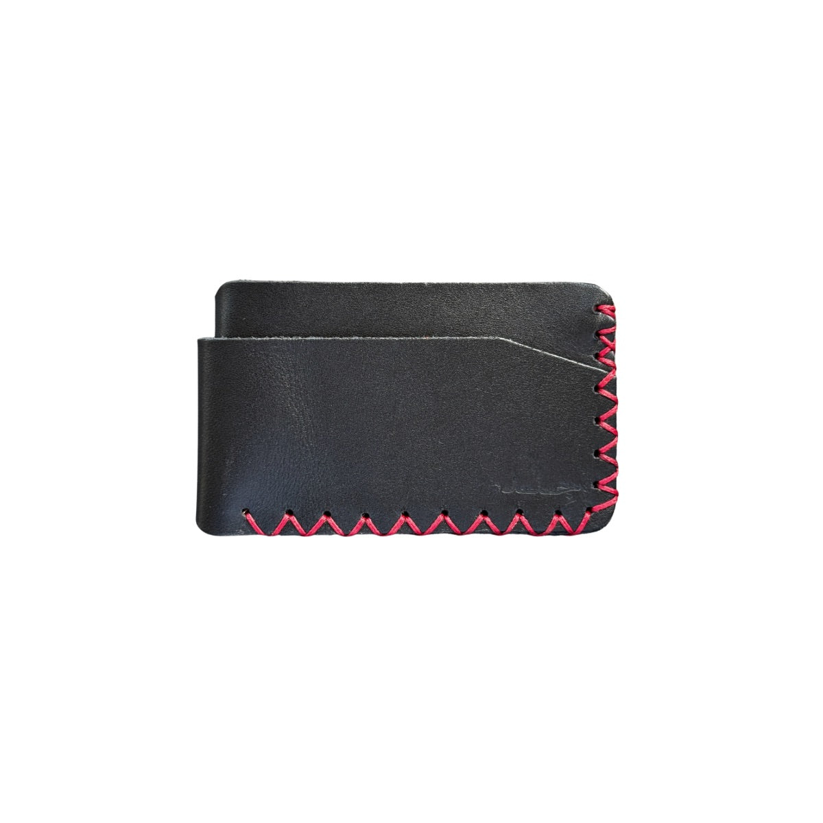 Leather Two Sided ID Wallet - Black w/Red