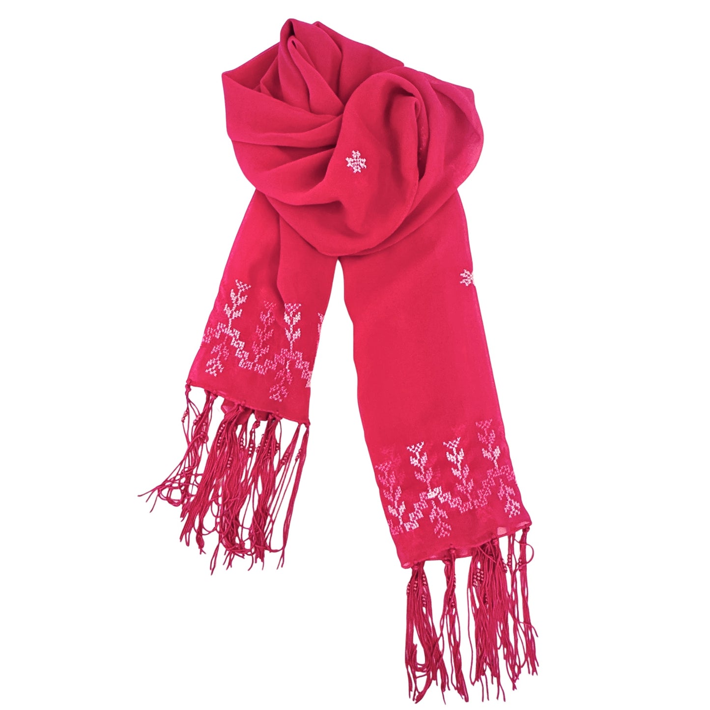 Embroidered Chiffon Scarf -